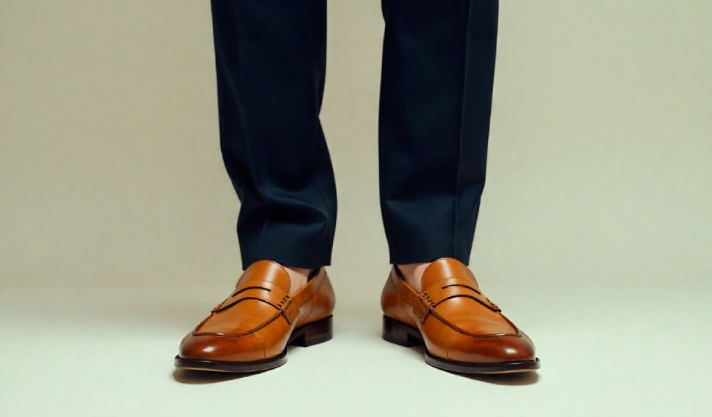 Navy suit paired with coordinated shoes, belts, and socks, showing style tips for matching shoes with a navy suit for formal, semi-formal, and casual occasions.